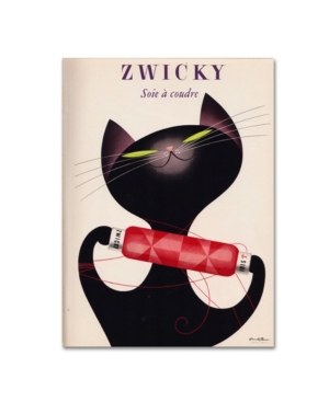 Trademark Global Vintage Apple Collection 'black Cat Red Bottle' Canvas Art In Multi