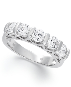 image of Certified Five-Stone Diamond Band Ring in 14k White Gold (1-1/2 ct. t.w.)