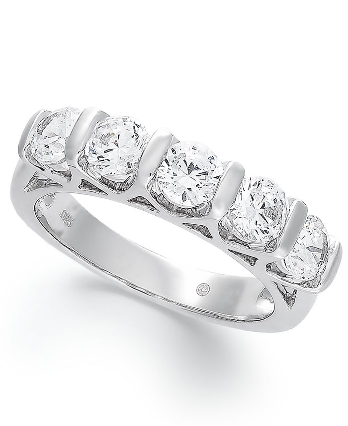 Macy's - Certified Five-Stone Diamond Band Ring in 14k White Gold (1-1/2 ct. t.w.)