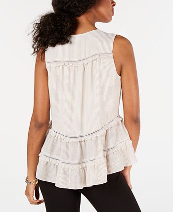 Tassel Ruffled Striped Blouse main image 0