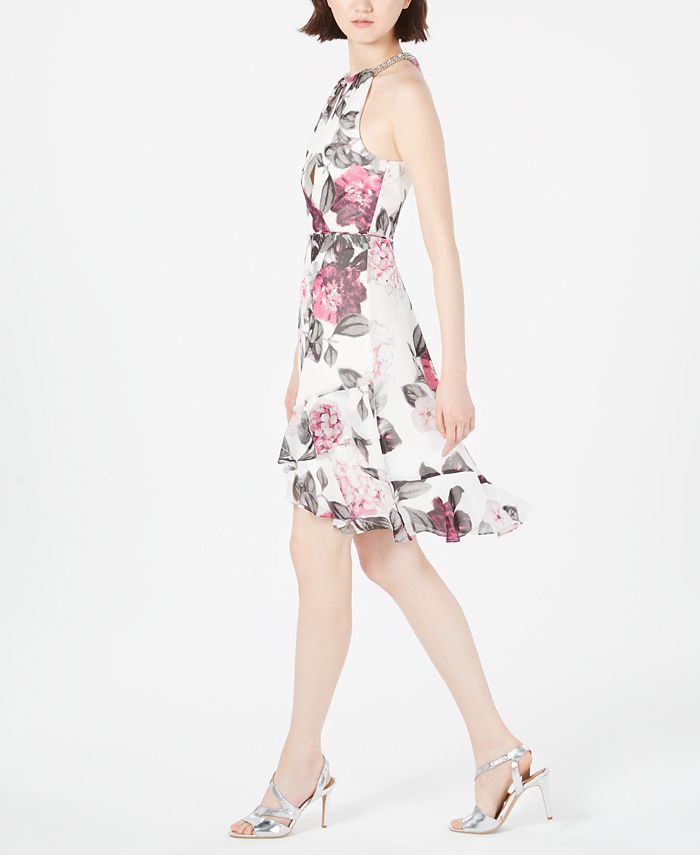 Calvin Klein Printed Chiffon Halter Dress & Reviews - Dresses - Women ...