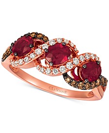 Passion Ruby (1-1/4 ct. t.w.), Vanilla Diamonds® (1/5 ct. t.w.) & Chocolate Diamonds® (1/5 ct. t.w.) Statement Ring in 14k Rose Gold