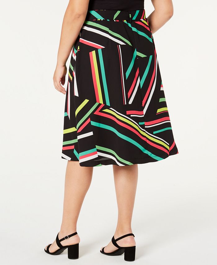 Bar III Trendy Plus Size Printed A-Line Skirt, Created for Macy's ...