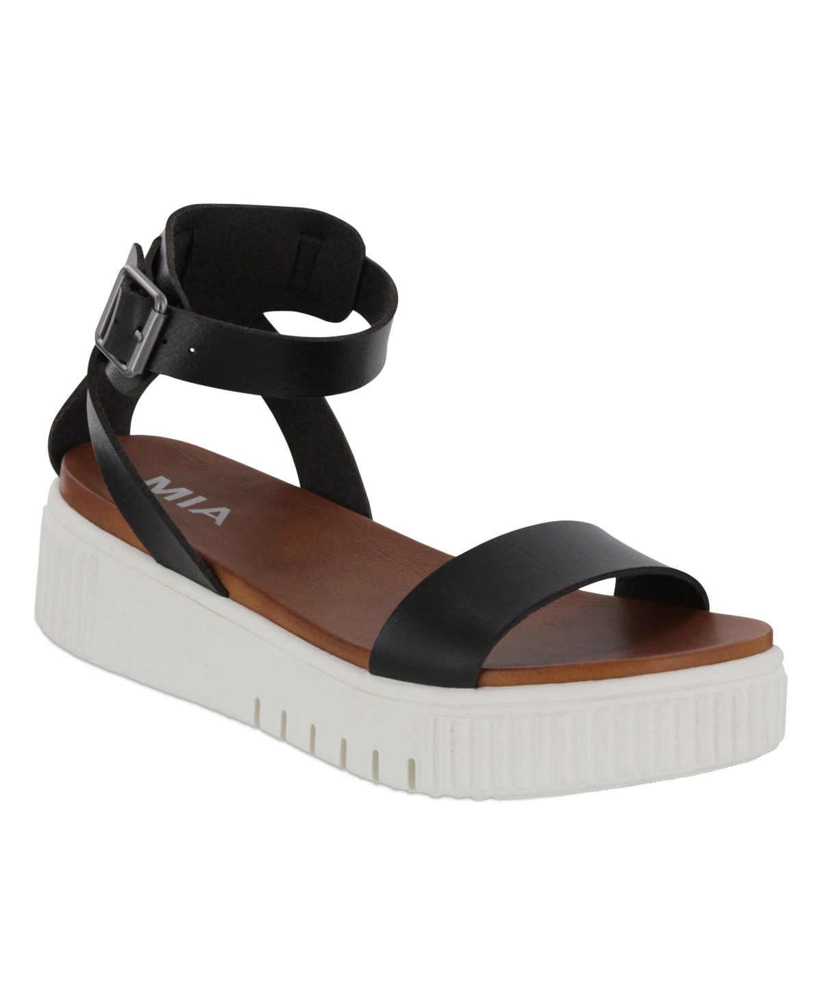 Shop Mia Women's Lunna Round Toe Platform Sandals In Black