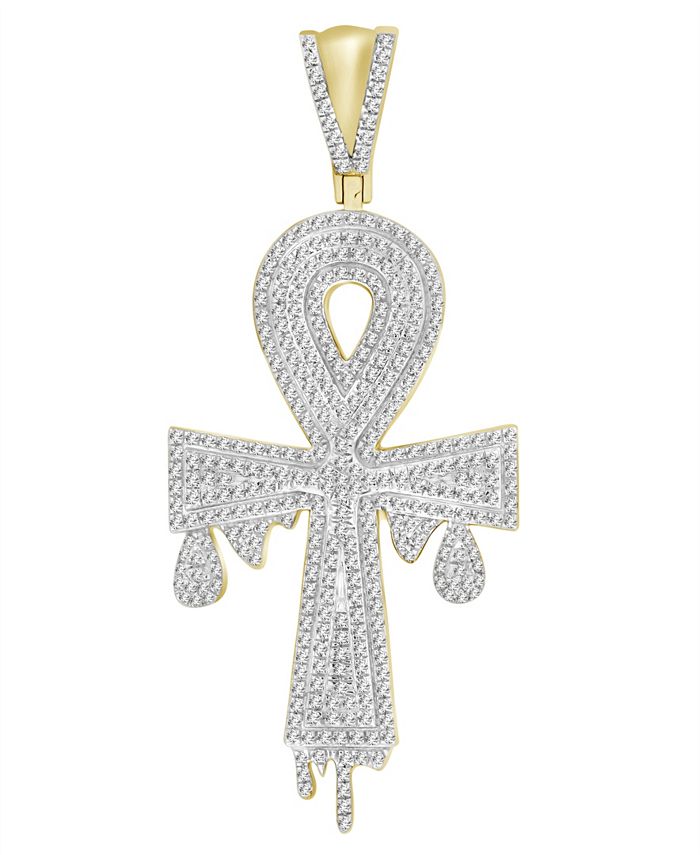 Macy's Men's Diamond (3/4 ct.t.w.) Ankh Cross Pendant in 10k Yellow ...