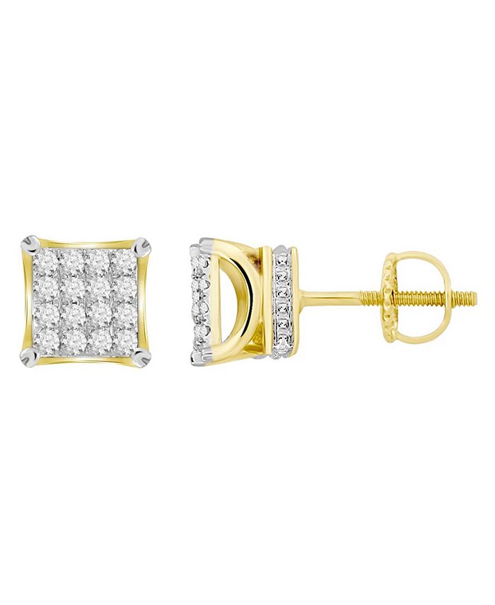 Macy's - Men's Diamond (1 ct.t.w.) Square Earring Set in 10k Yellow Gold