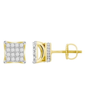 Shop Macy's Men's Diamond (1 Ct.t.w.) Square Earring Set In 10k Yellow Gold