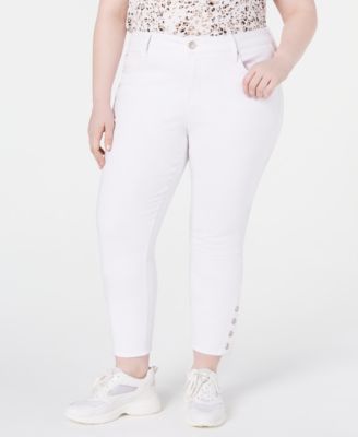 Seven7 - Trendy Plus Size Button Skinny Jeans