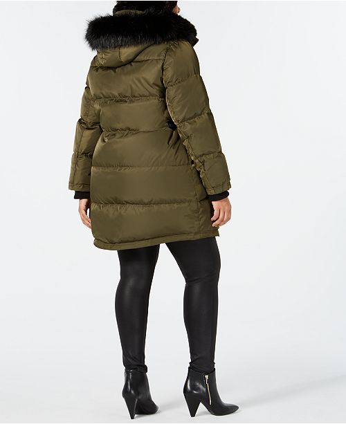 Vince Camuto Plus Size Faux Fur Trim Puffer Coat Reviews Coats Plus Sizes Macy S