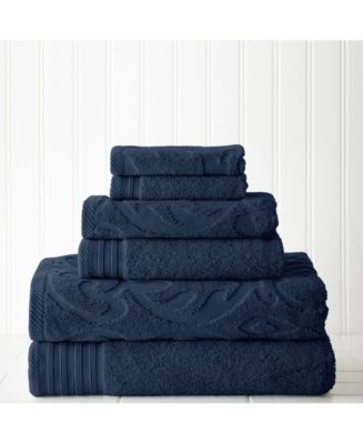 Sterling blue - Modern Threads 6-Pc. Jacquard/Solid Medallion Swirl Towel Set - Macy's