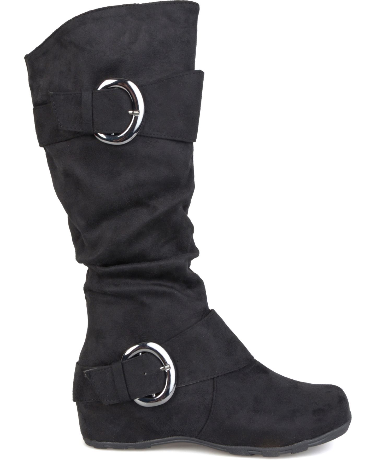Женские ботинки Journee Collection Jester Slouchy Mid Shaft Boots, Regular, Wide Calf, & Extra Wide Calf, цвет: Чёрный — фото 5