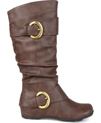 Journee Collection Women's Paris Wide Calf Rouched Buckle Mid Shaft Boots