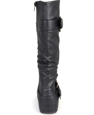 Journee Collection Women's Paris Wide Calf Rouched Buckle Mid Shaft Boots