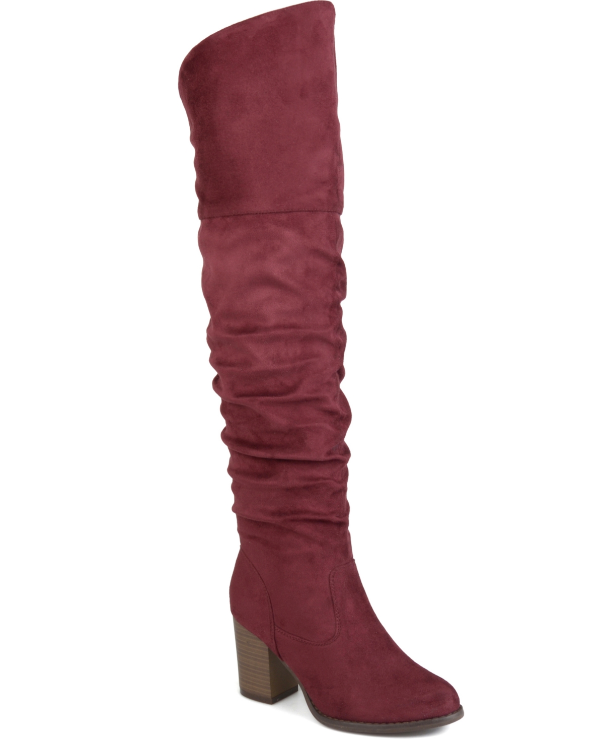 Journee Collection Women's Kaison Wide Calf Stacked Heel Over The Knee Boots