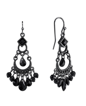 image of 2028 Black-Tone with Black Bead Wire Earrings
