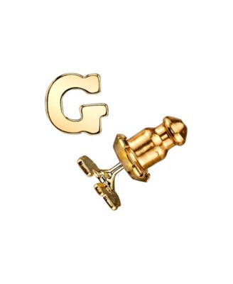 14K Gold-Dipped Initial Button Earrings