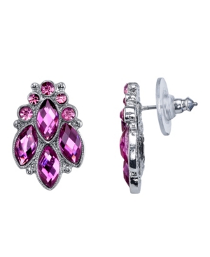 image of 2028 Silver-Tone Purple Cluster Post Earrings