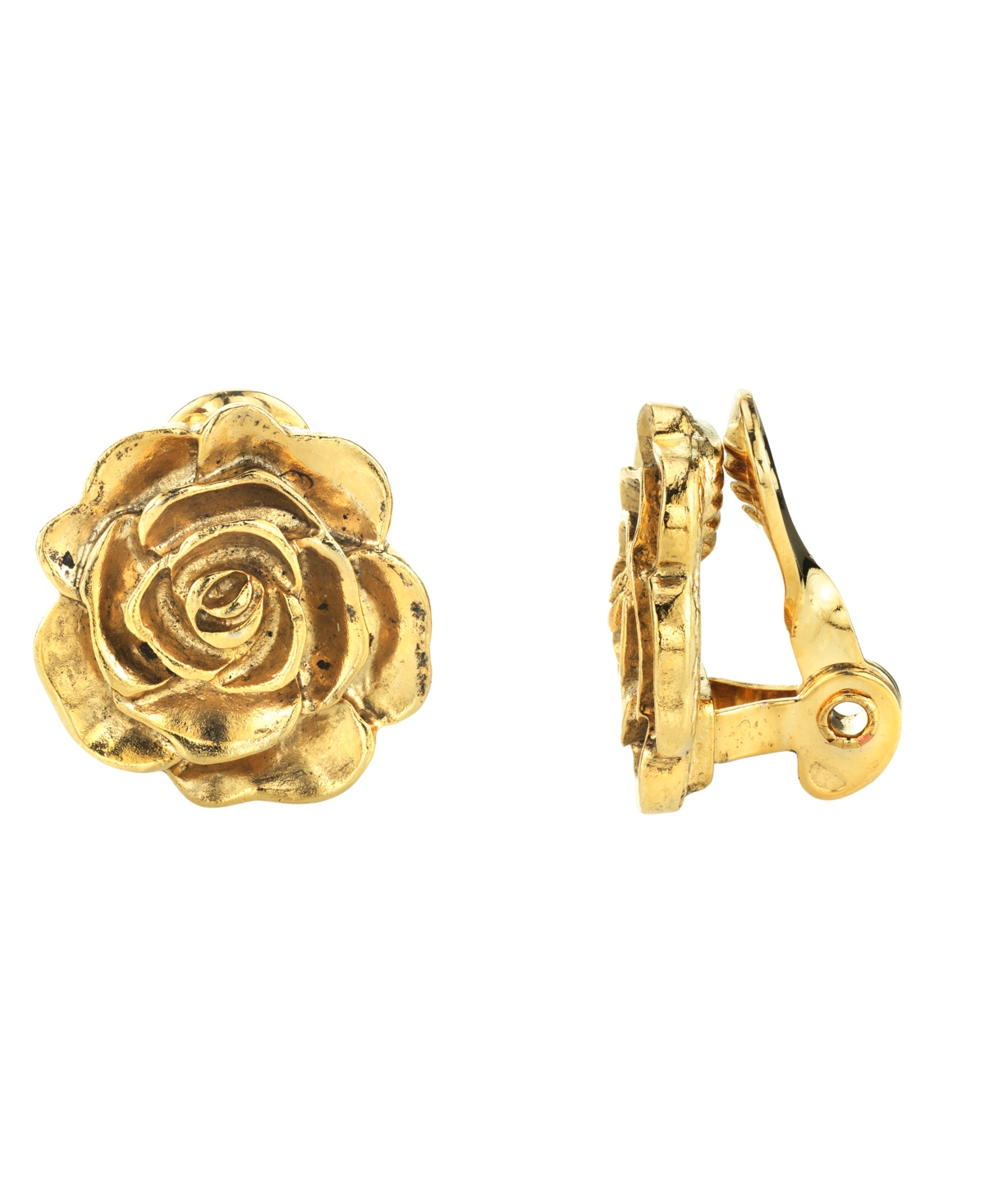 2028 14k Gold-dipped Flower Button Clip Earrings In Yellow