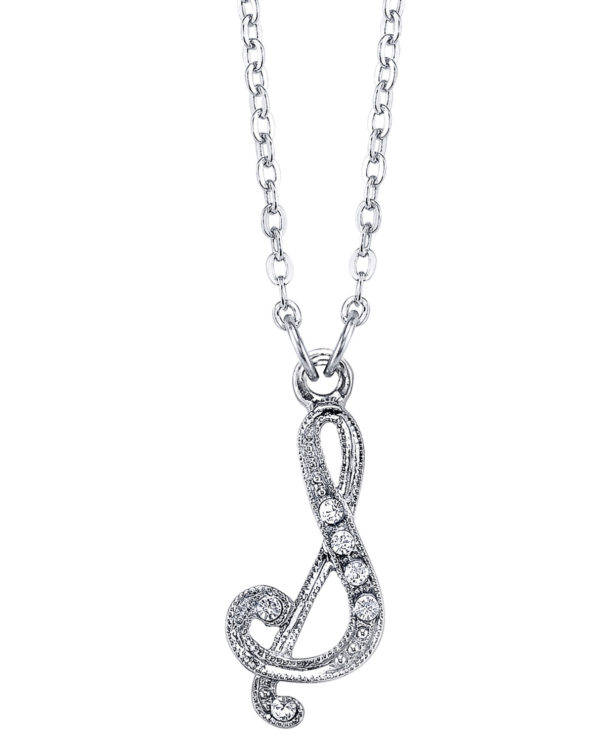 Shop 2028 Silver-tone Crystal Initial Necklace 16" Adjustable In White