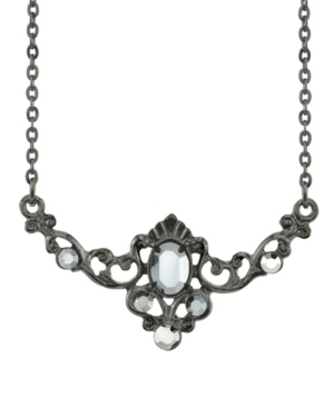 image of Downton Abbey Black-Tone Belle Epoch Hematite Color Center Stone Collar Necklace 16