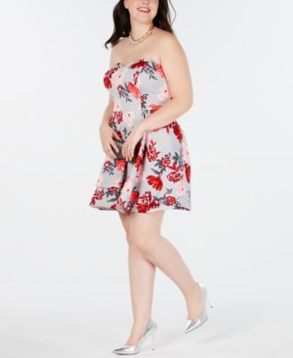 B Darlin Trendy Plus Size Strapless Fit & Flare Dress, Created For Macy ...