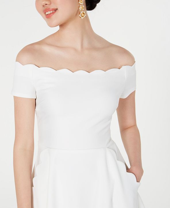 B Darlin Junior's Off The Shoulder Gown White Size 5-6