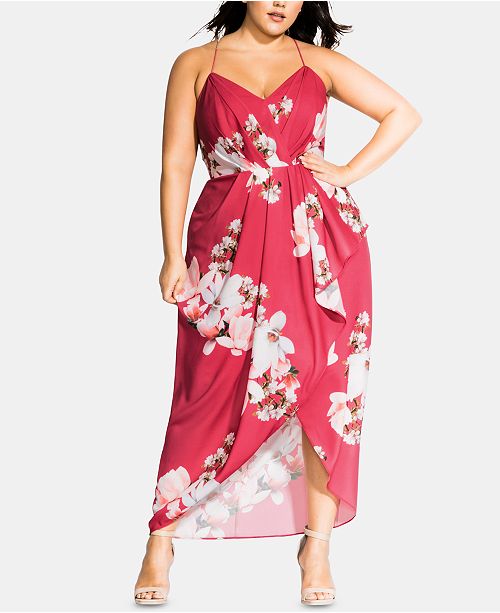 City Chic Trendy Plus Size Lotus Floral Print Maxi Dress Reviews