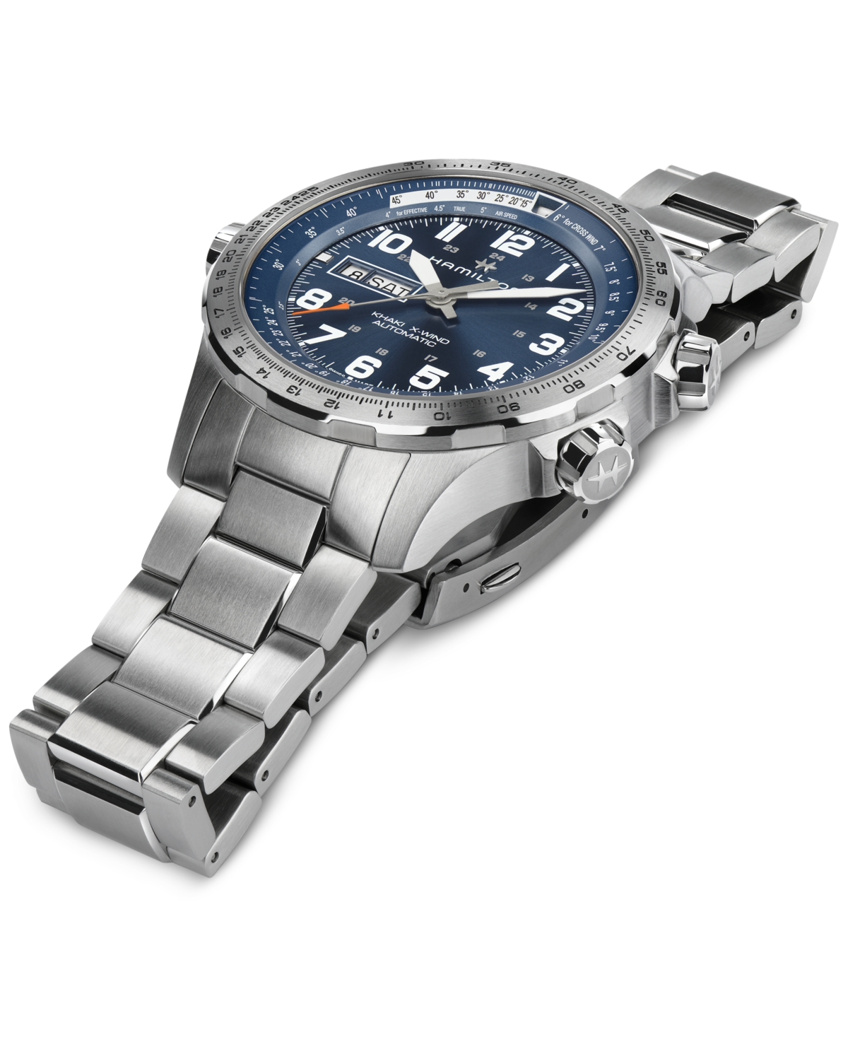 Shop Hamilton Men's Swiss Khaki X-wind Aviation Stainless Steel Bracelet Watch 45mm