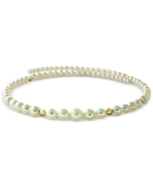 image of Effy Cultured Freshwater Pearl (4-9mm) & Gold Bead Flexible Choker Necklace in 14k Gold