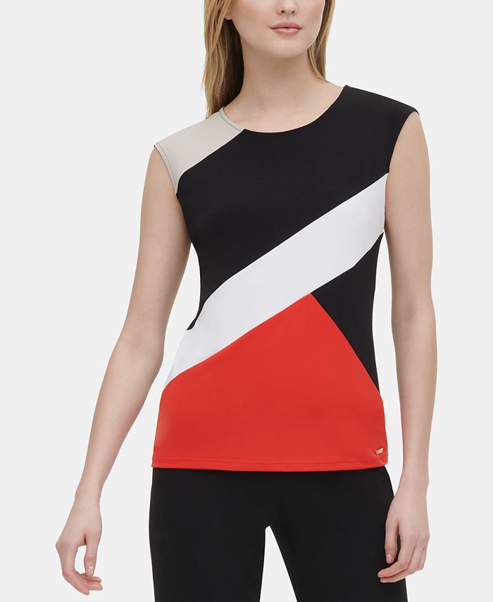 Calvin Klein Colorblocked Top - Macy's