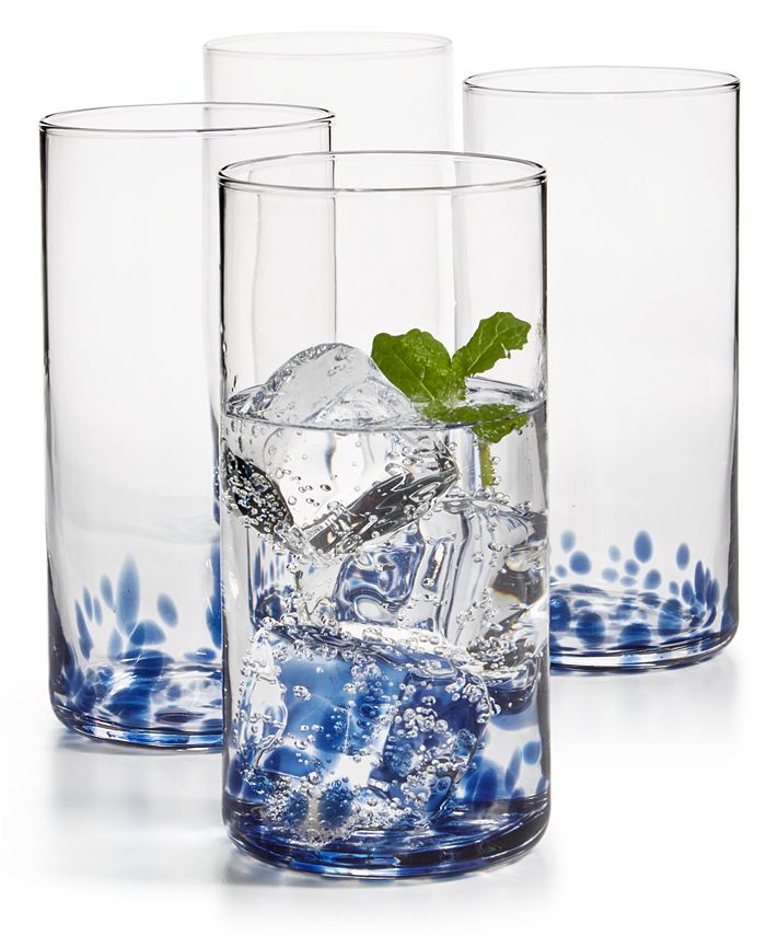 The Cellar CLOSEOUT! Blue Speckle Highball Glasses, Set of 4, Created