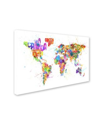 Trademark Global Michael Tompsett 'Text Map of the World III' Canvas Art - 14" x 19"