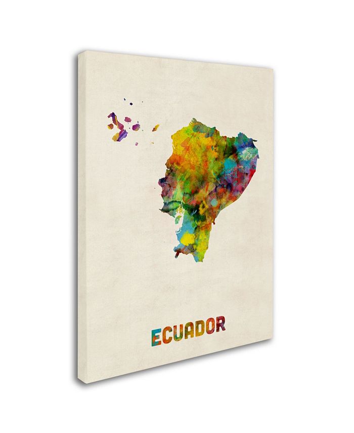 Trademark Global Michael Tompsett 'Ecuador Watercolor Map' Canvas Art ...