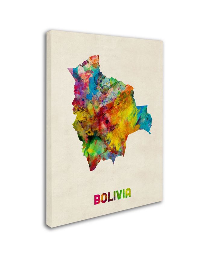 Trademark Global Michael Tompsett 'Bolivia Watercolor Map' Canvas Art ...