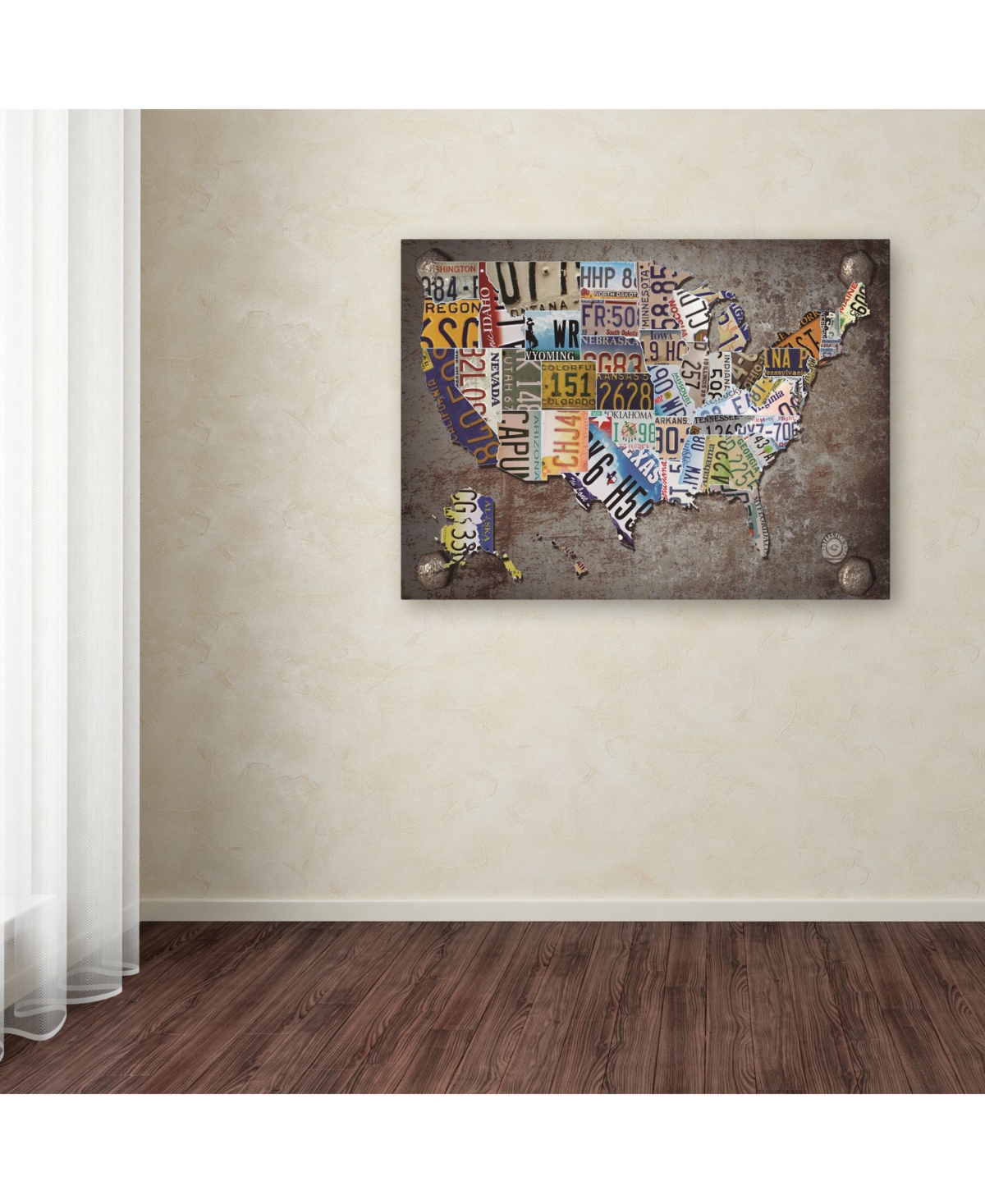 Masters Fine Art 'Usa License Plate Map on Metal' Canvas Art - 35" x 47"
