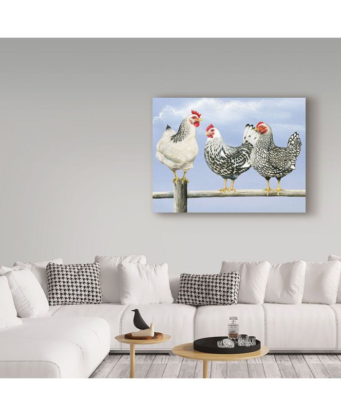 Trademark Global Janet Pidoux 'Three Black & White Hens' Canvas Art ...