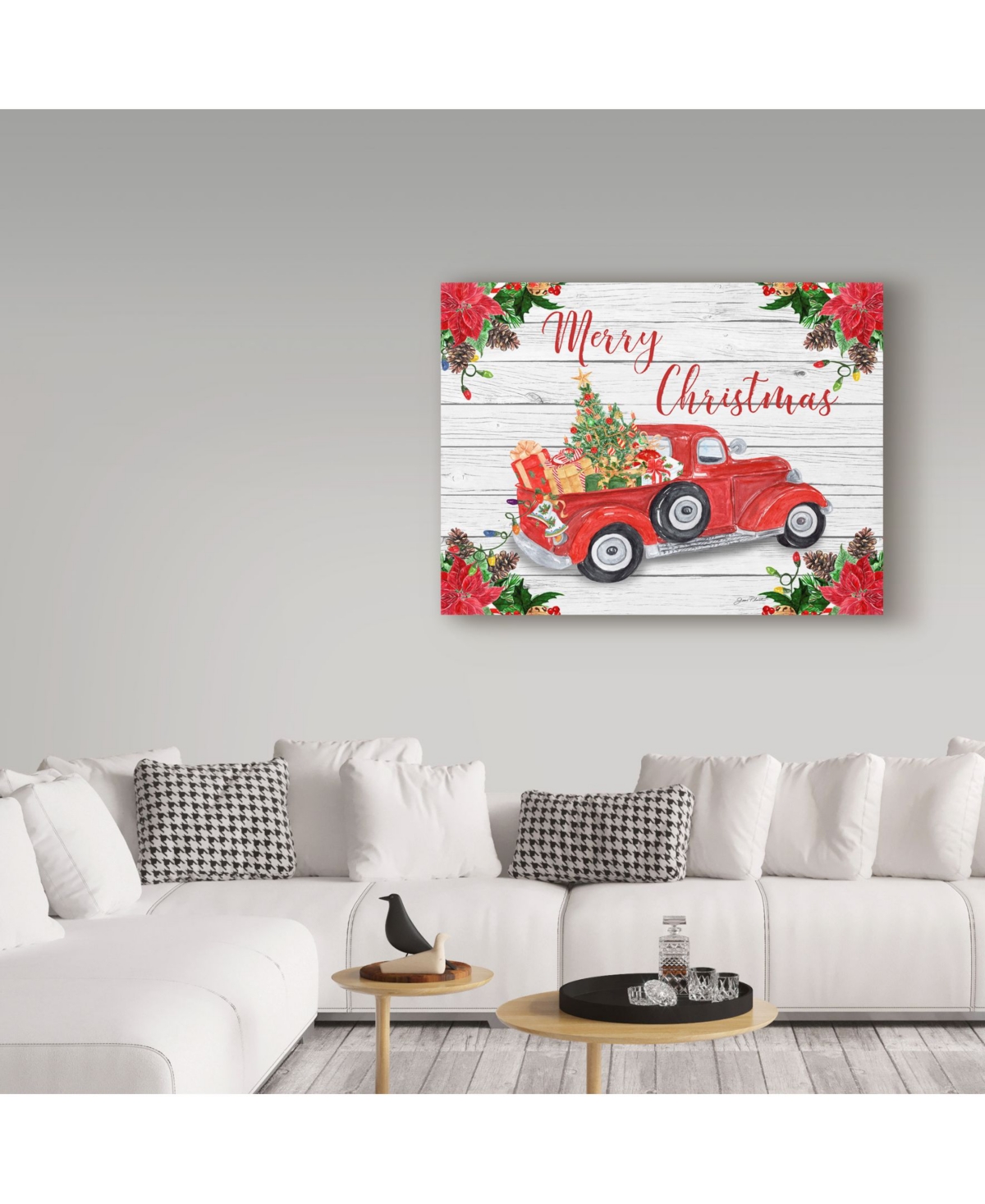 Jean Plout 'Vintage Red Truck Christmas' Canvas Art -