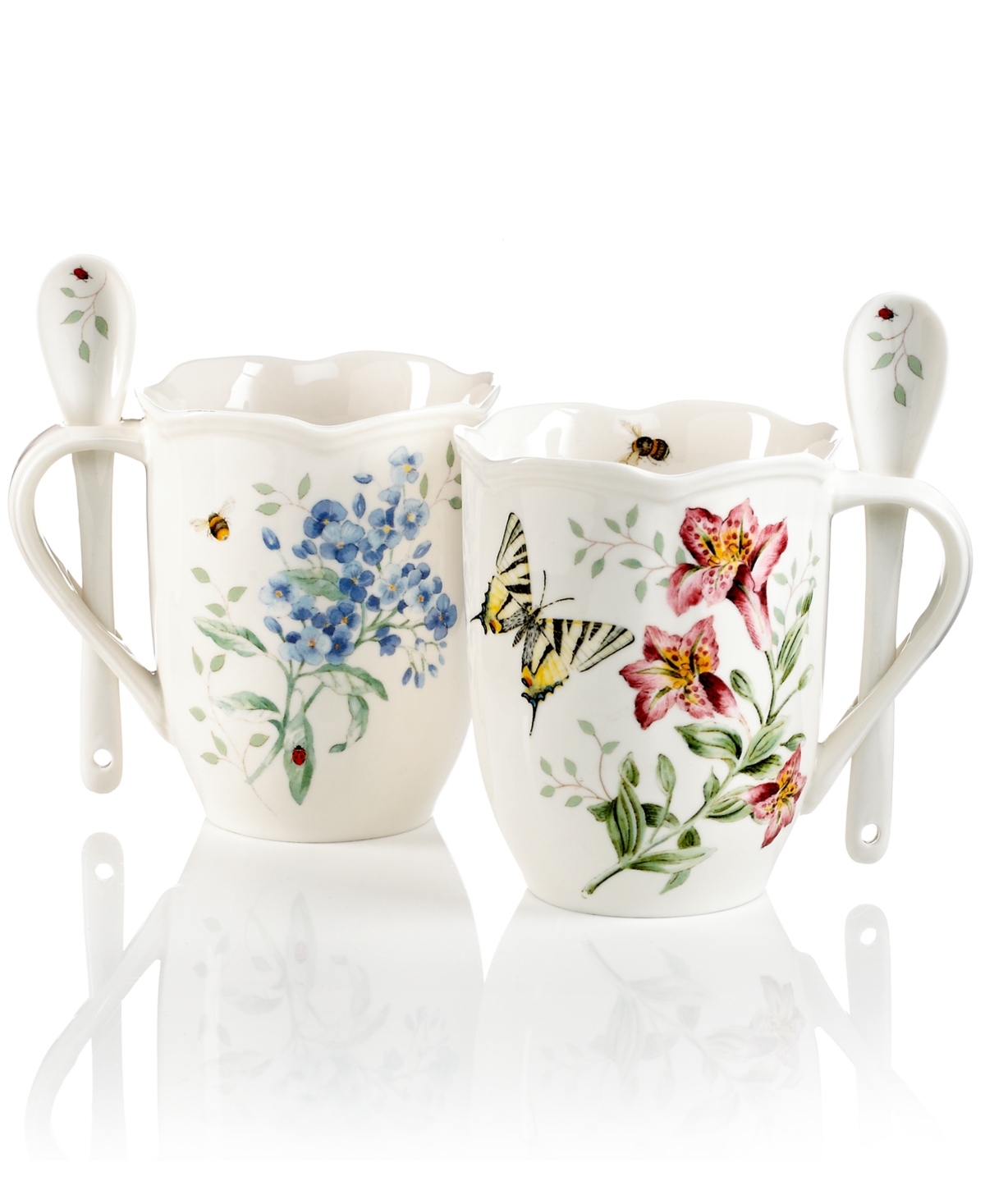 Butterfly Meadow Set of 2 Cocoa Mugs with Spoons