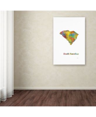 Trademark Global Marlene Watson 'South Carolina State Map-1' Canvas Art - 16" x 24"