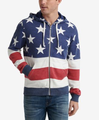 red white and blue zip up hoodie
