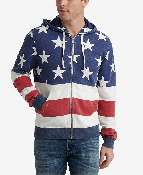 Lucky Brand Men S Red White Blue Zip Front Hoodie Reviews