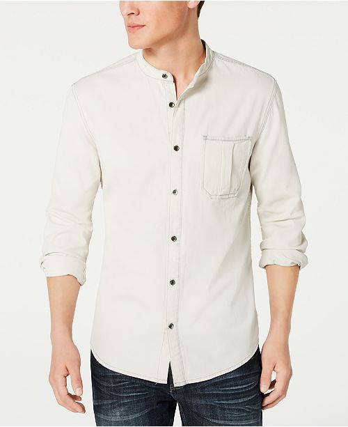 Inc Men S Regular Fit Band Collar Denim Shirt Created For Macy S