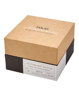 Mens Black Strap Automatic Watch 44mm