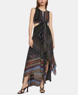 BCBGMAXAZRIA Mixed-Print Asymmetrical Midi Dress - Macy's