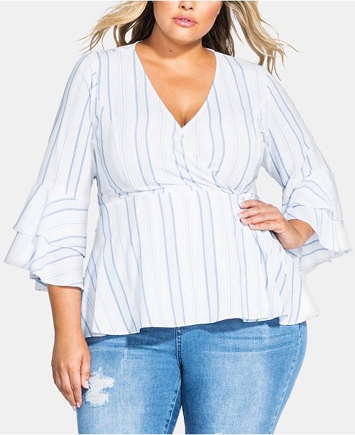City Chic Trendy Plus Size Softly Striped Top & Reviews ...