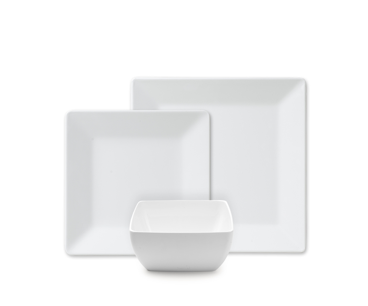 Diamond Square Melamine 12pc Set - White