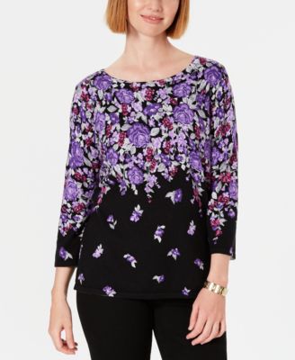 Karen Scott - Floral-Print Sweater