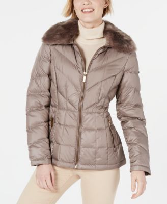 kenneth cole faux fur puffer coat