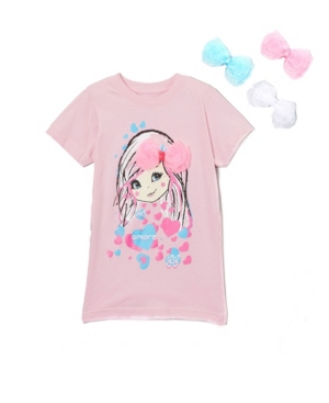 image of Mi Amore Gigi Little and Big Girls Interchangeable 3D Organza Bow Graphic Top