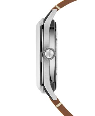 Men's Swiss Automatic Multifort Patrimony Pulsometer Brown Leather Strap Watch 40mm